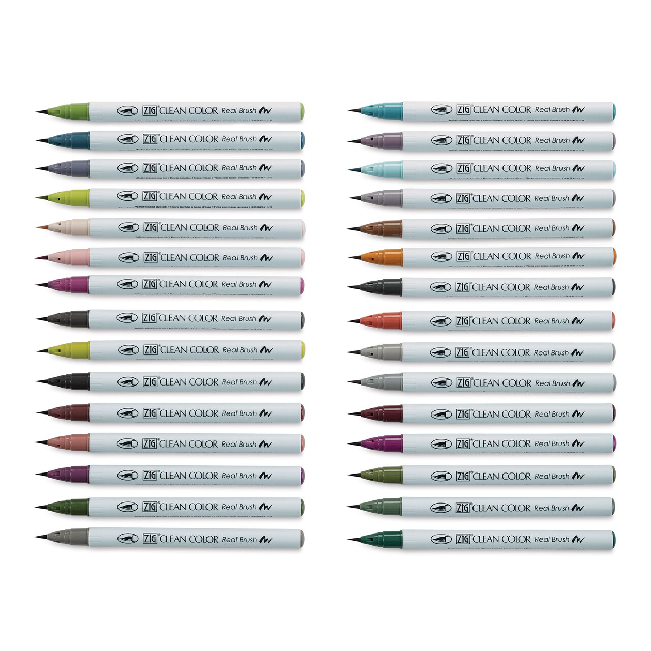Kuretake Zig Clean Color Real Brush Pens - Assorted Colors, Set of 30